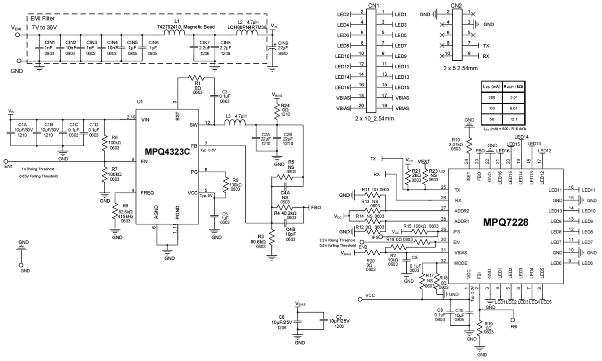 Schematic - Monolithic Power Systems (MPS) EVQ7228-QJ-00A Evaluation Board